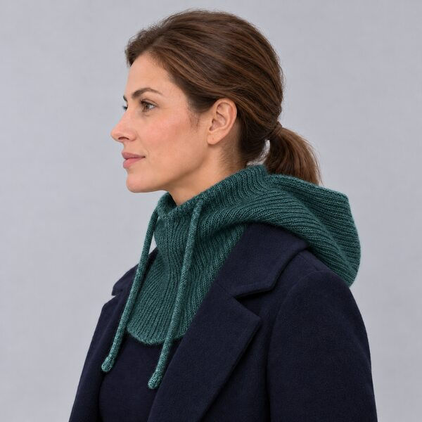 Cagoule femme la maille parisienne vert sapin 7705 profil