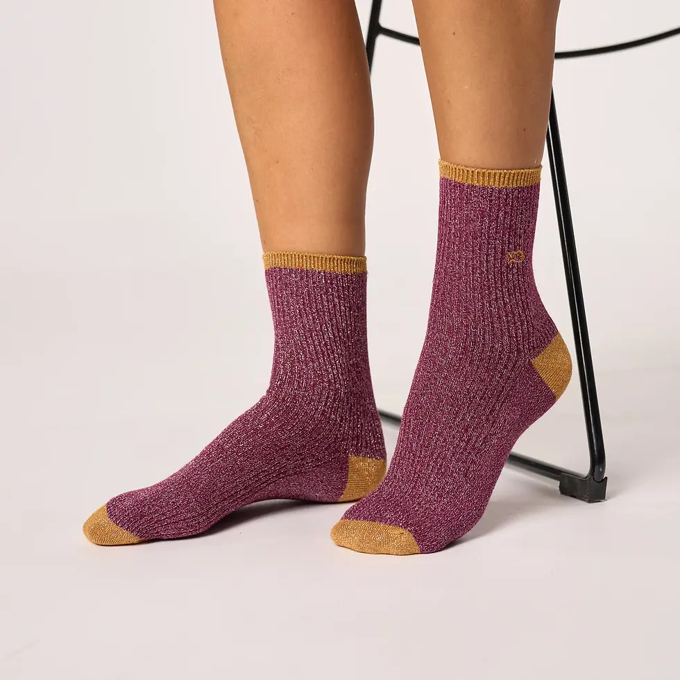 Billybelt - Chaussettes pailletées vintage bordeaux