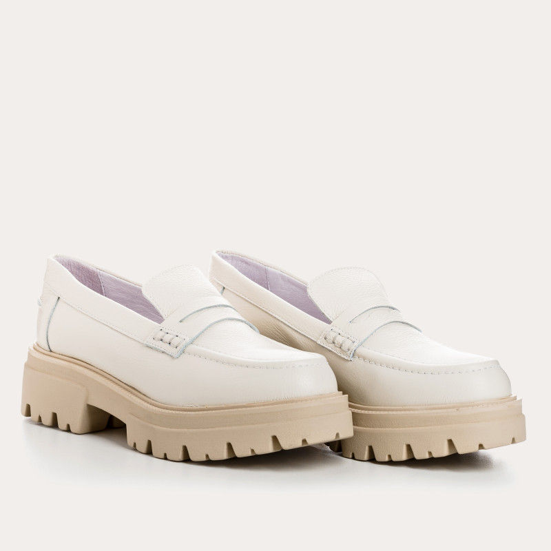 MOCASSINS ALABAMA CUIR GRAINE OFF WHITE