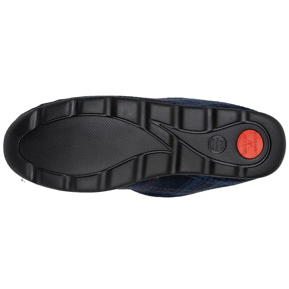 Chaussons Isotoner charentaises Homme Tartan bleu