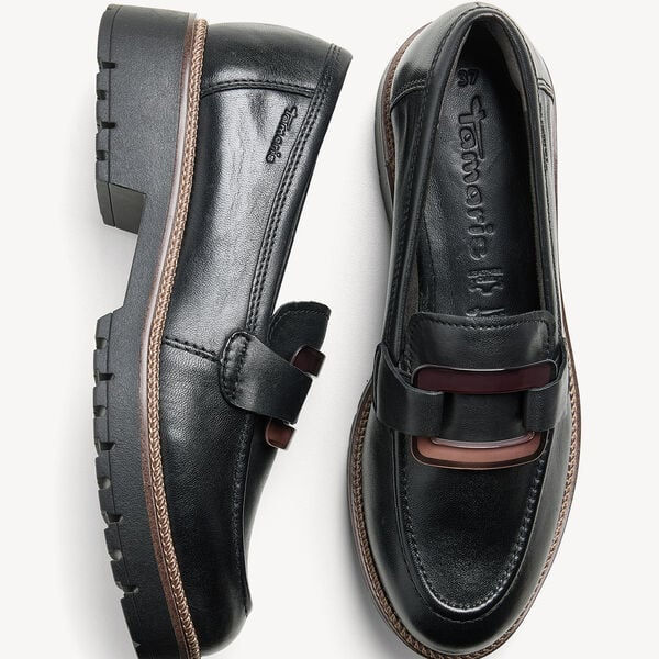 Miniature : Mocassin femme Tamaris 24722 en cuir noir semelle