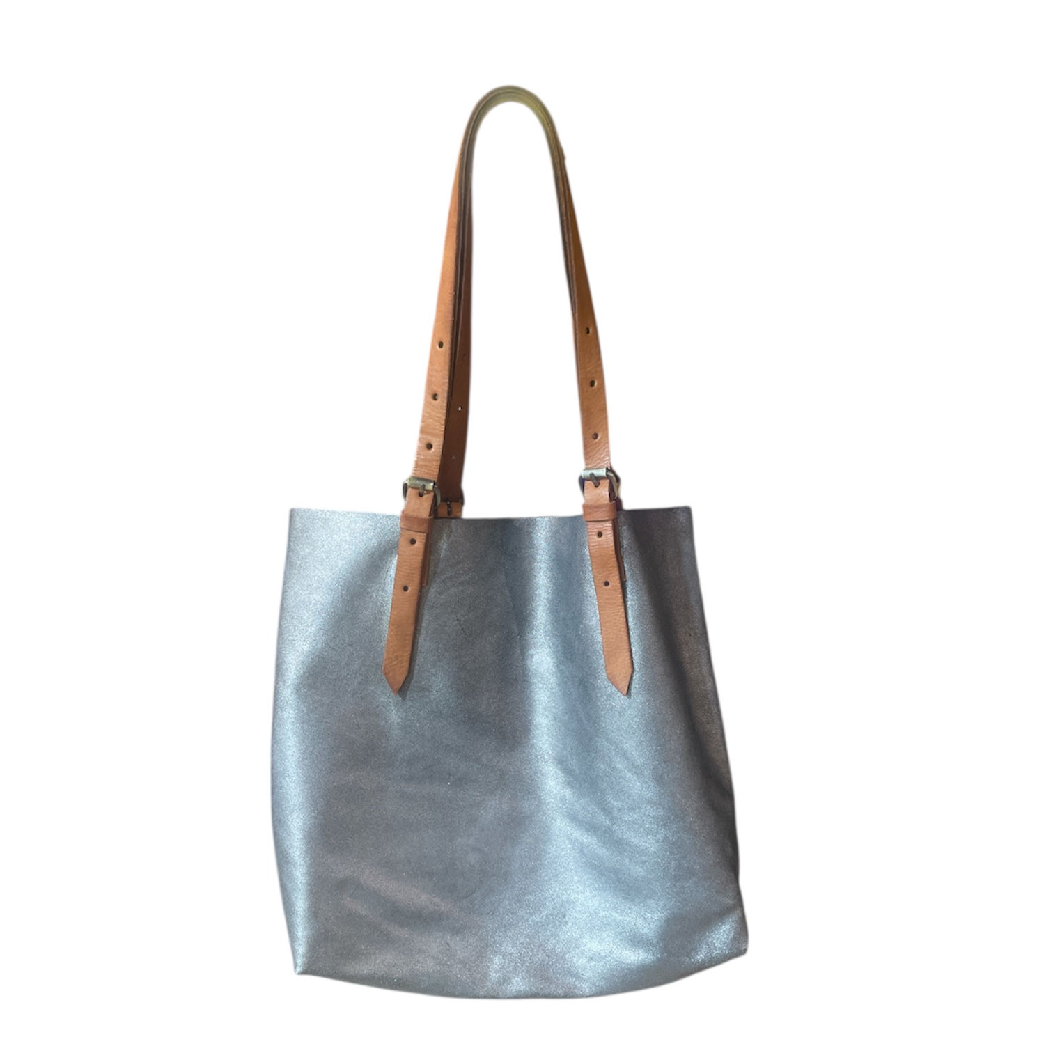 cabas cuir irise argent