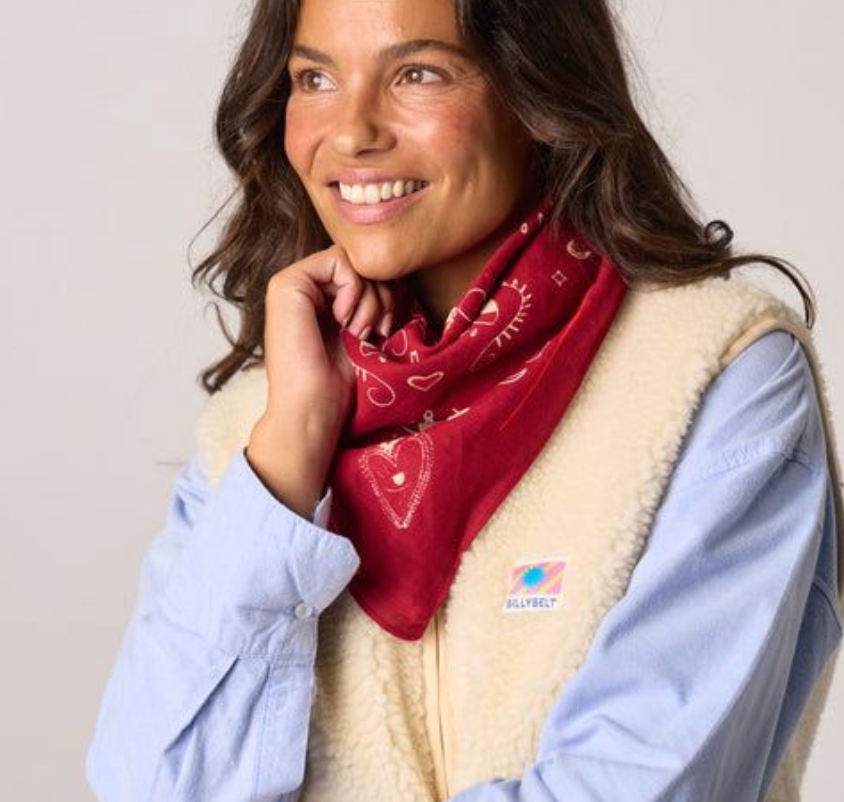 Foulard LISE rouge en coton bio