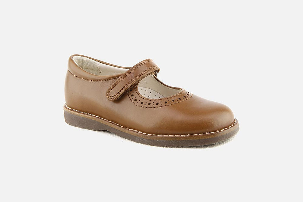 Beberlis - Babies Alba à velcros en cuir camel