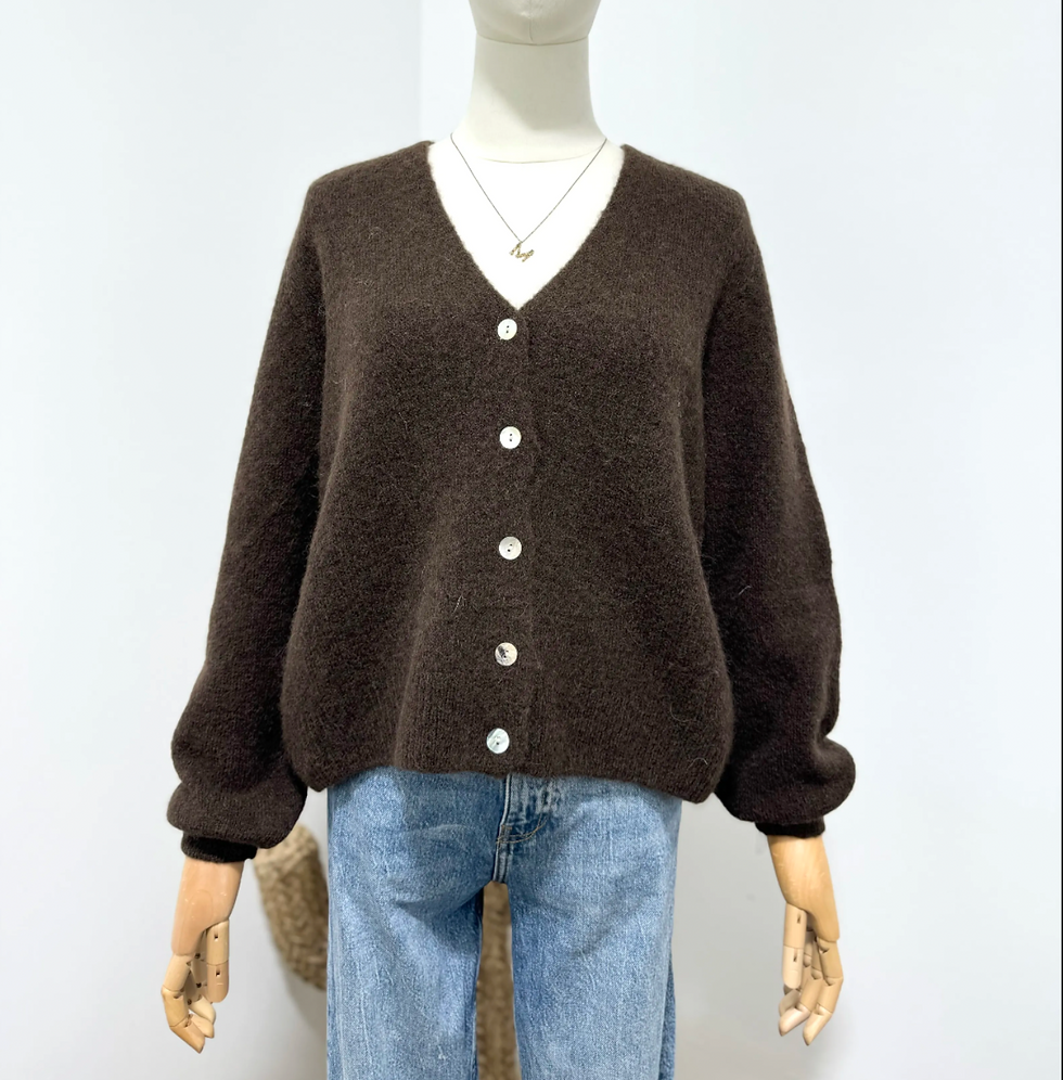 Gilet chocolat col V