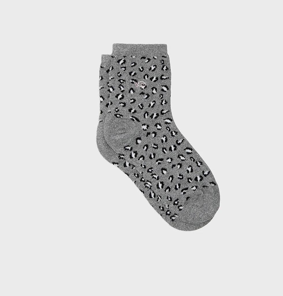 Billybelt - Chaussettes pailletées léopard -gris