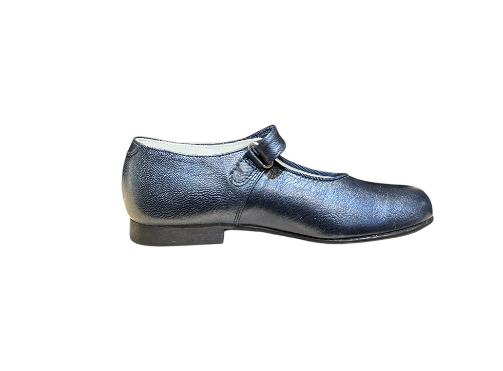 Miniature : Beberlis - Babies velcro en cuir marine irisé 211417
