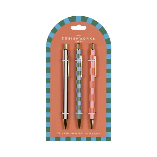 Adopo - Set de 3 stylos Stripes and checks