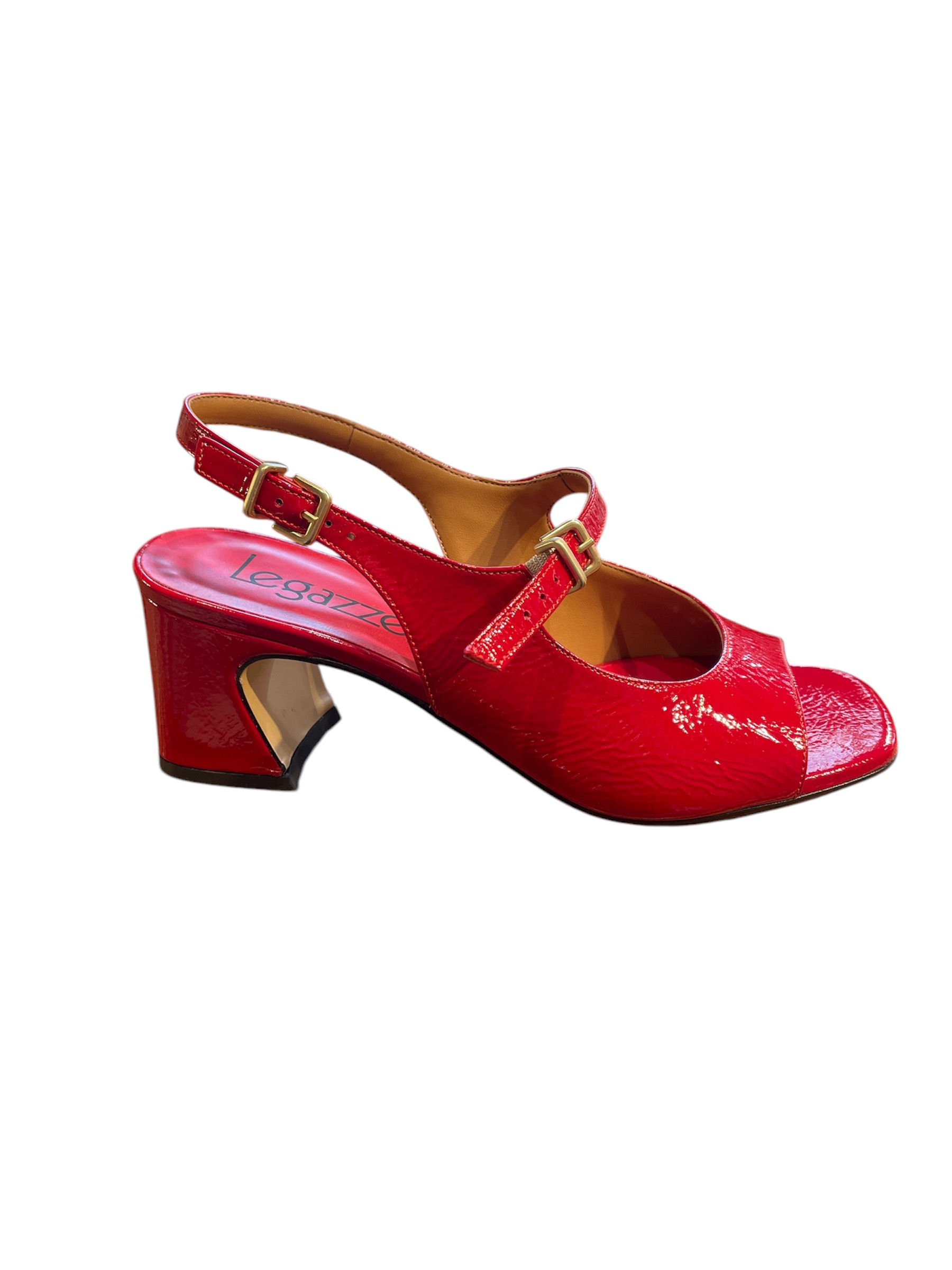 Legazelle Sandale cuir rouge brillant