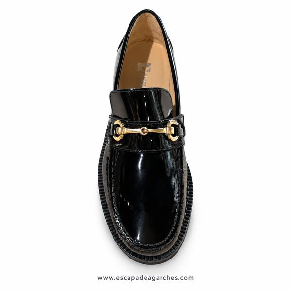 Miniature : Mocassin femme Pascucci 9028 en cuir vernis noir dessus