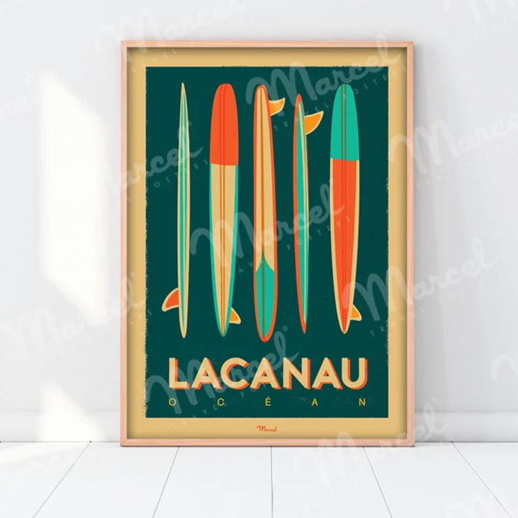 Affiche Marcel Travel LACANAU Surfboards