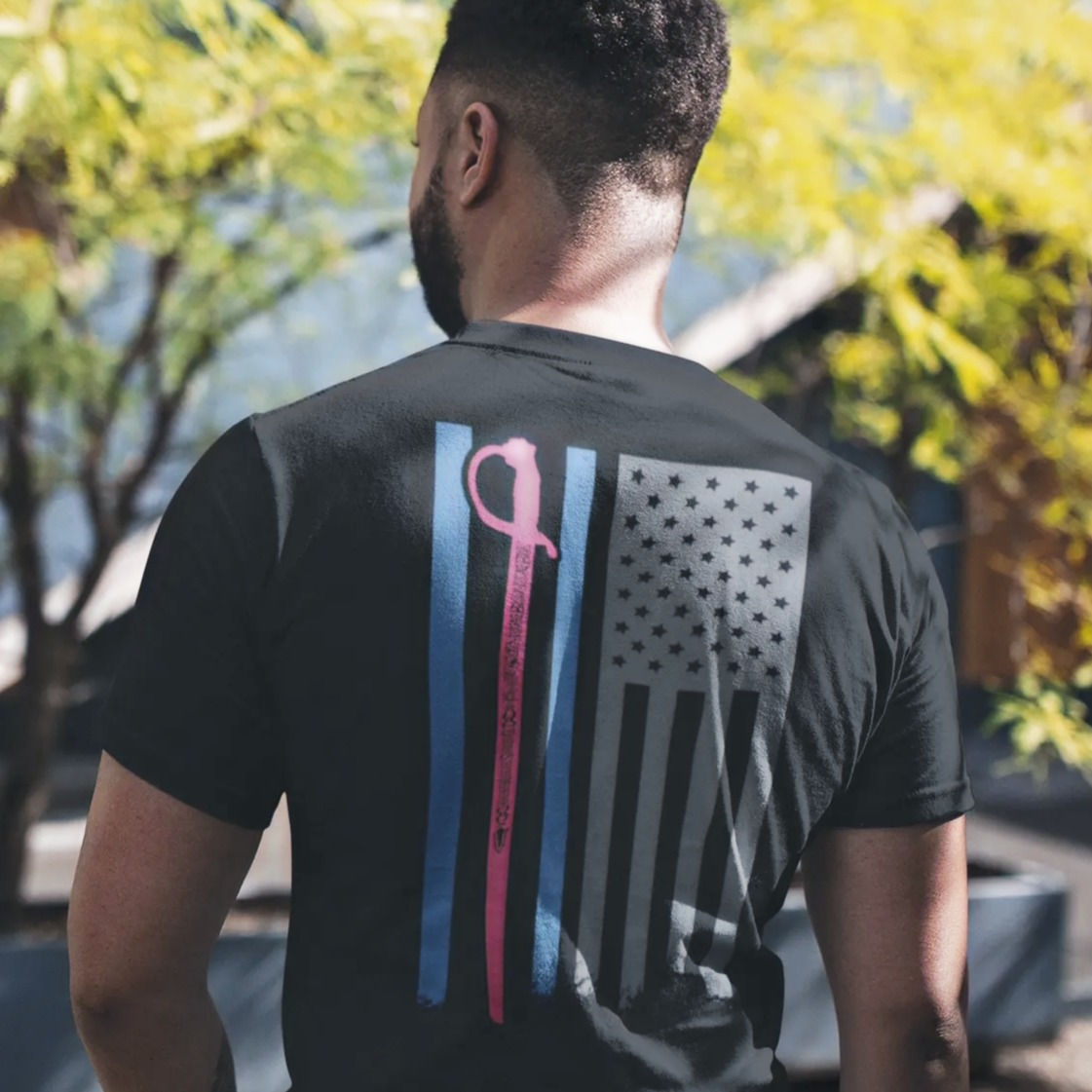 USMC Blood Stripe NCO Sword Flag - Tee