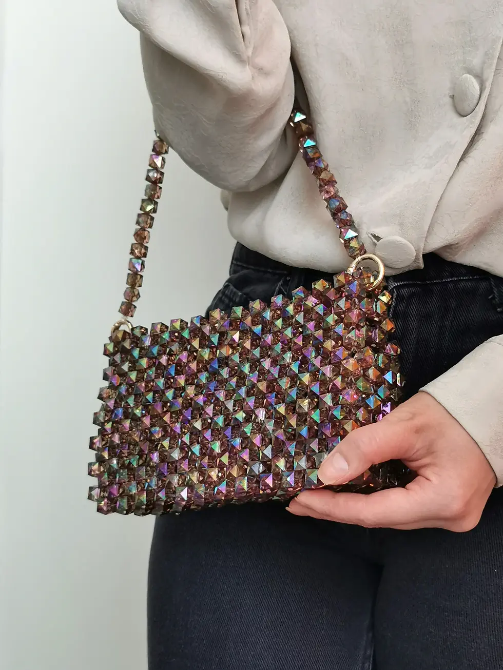 Thumbnail: Handmade Crystal Cube Beaded Bag – Elegant Evening Clutch for Women