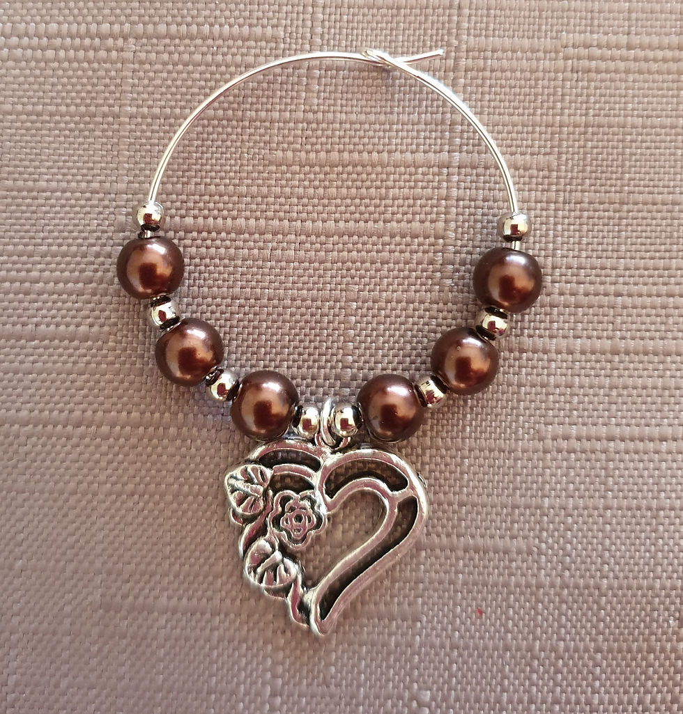 Thumbnail: Flower & Heart Design Hand Crafted Wine/Gin Glass Charms