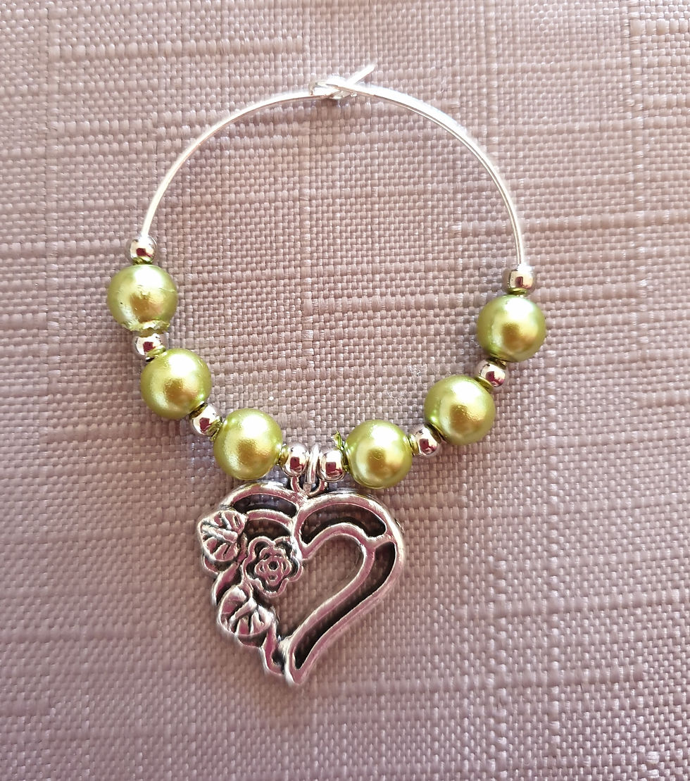 Thumbnail: Flower & Heart Design Hand Crafted Wine/Gin Glass Charms