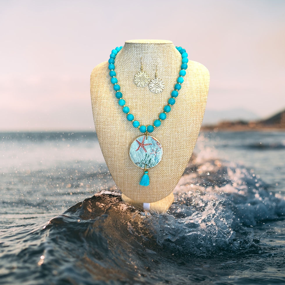 Sea Life Aqua Blue Necklace Set