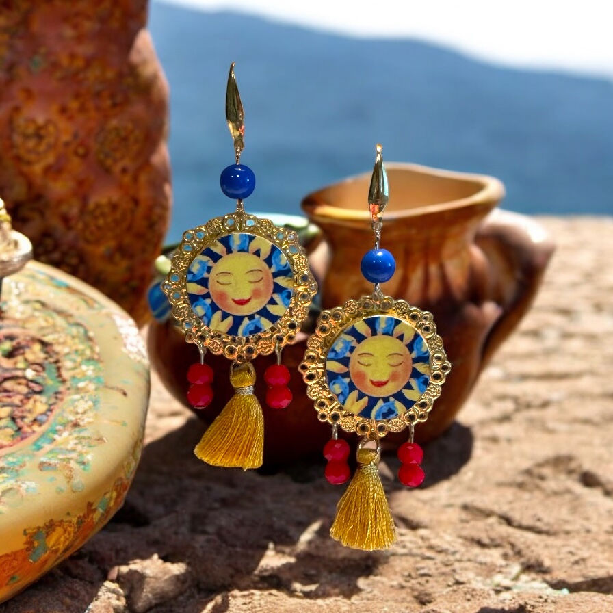 Sicilian Pottery Design Earrings 