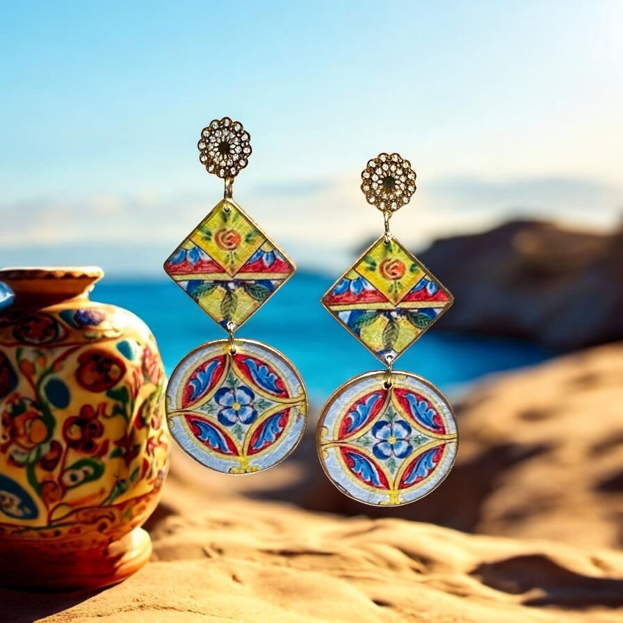 Sicilian Pottery Design Earrings