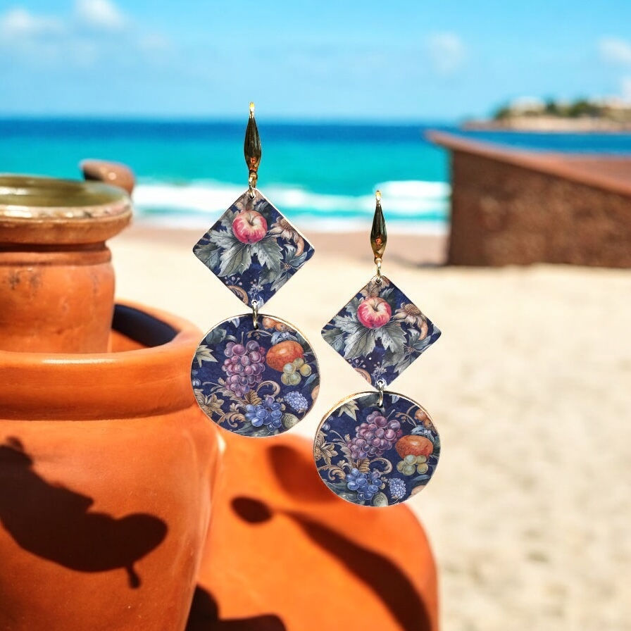 Sicilian Pottery Design Earrings 