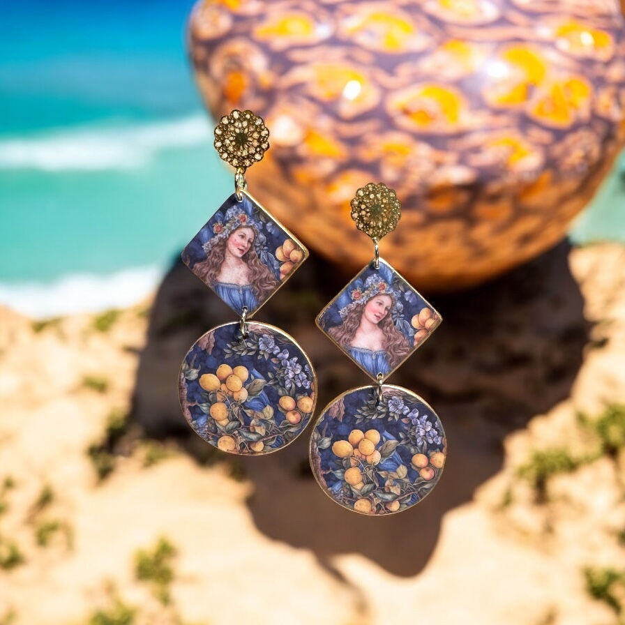 Sicilian Pottery Design Earrings 