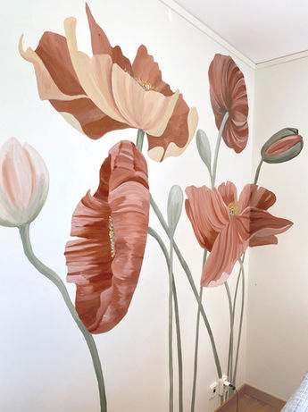 Wall painting with poppies