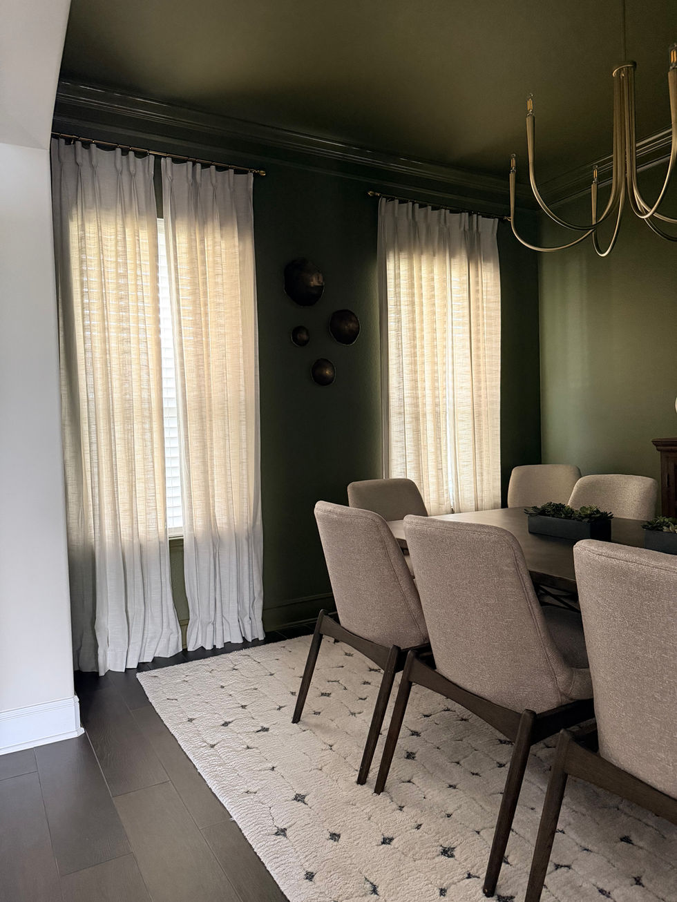 Olive green dining room