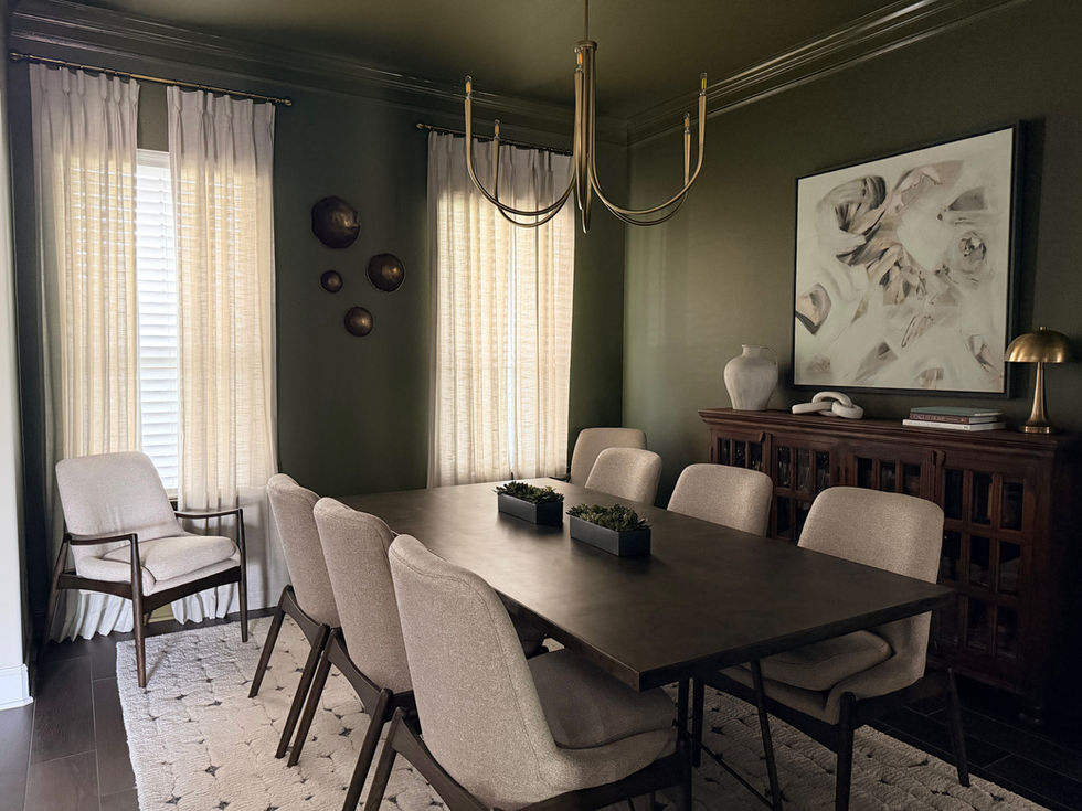 Olive green dining room