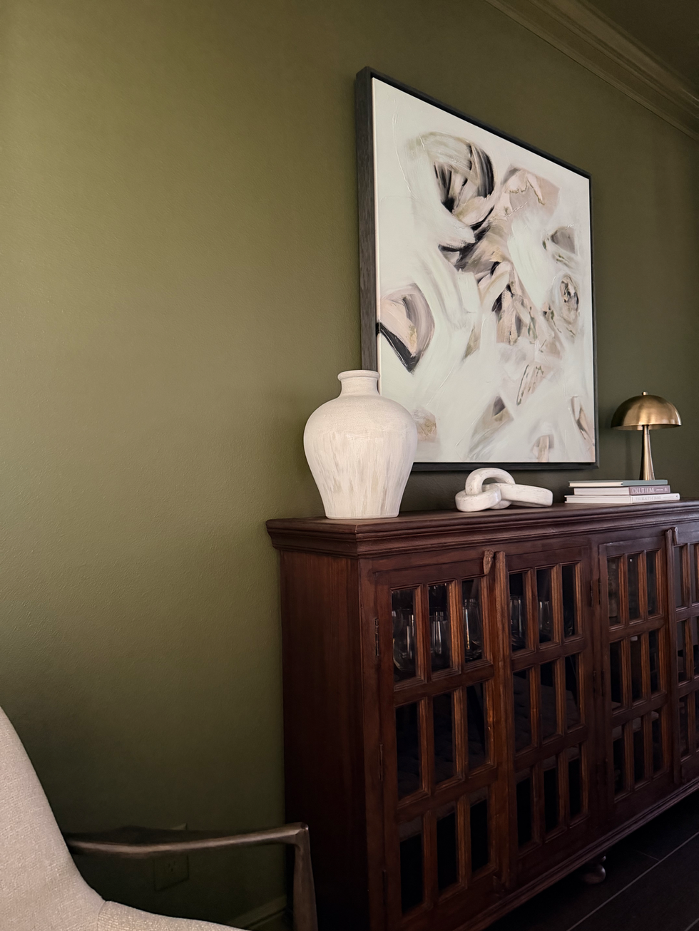 Olive green dining room