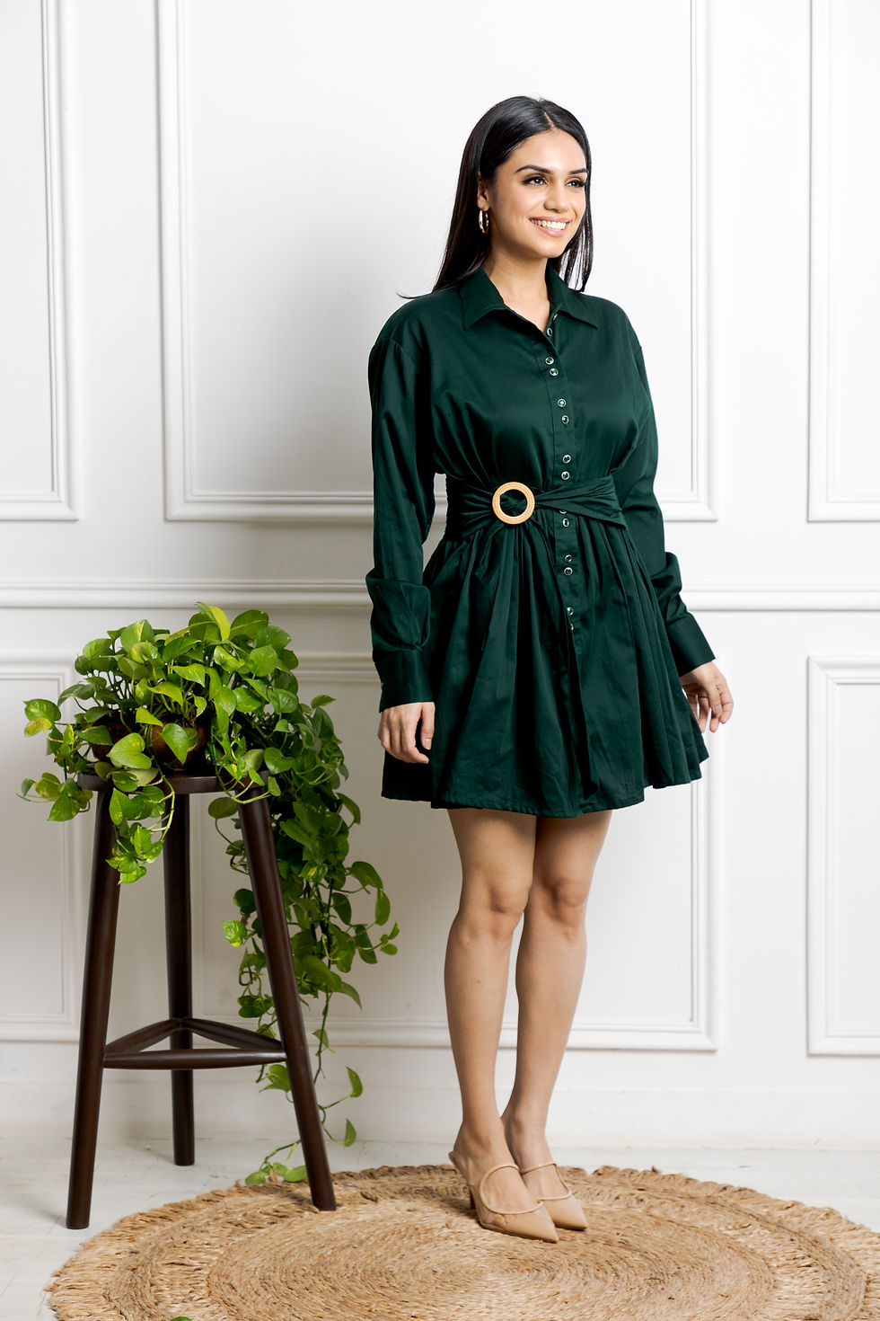 Thumbnail: Draped belt dress in Green