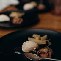 Dessert Vanille und Schokoeis