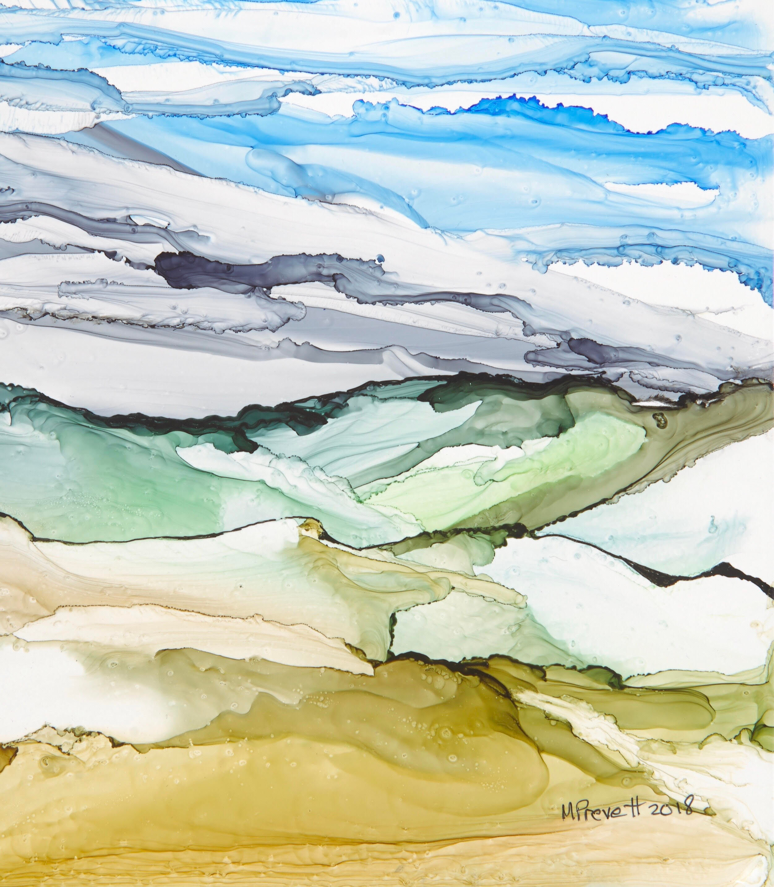 Layered Landscape in Cool Greens