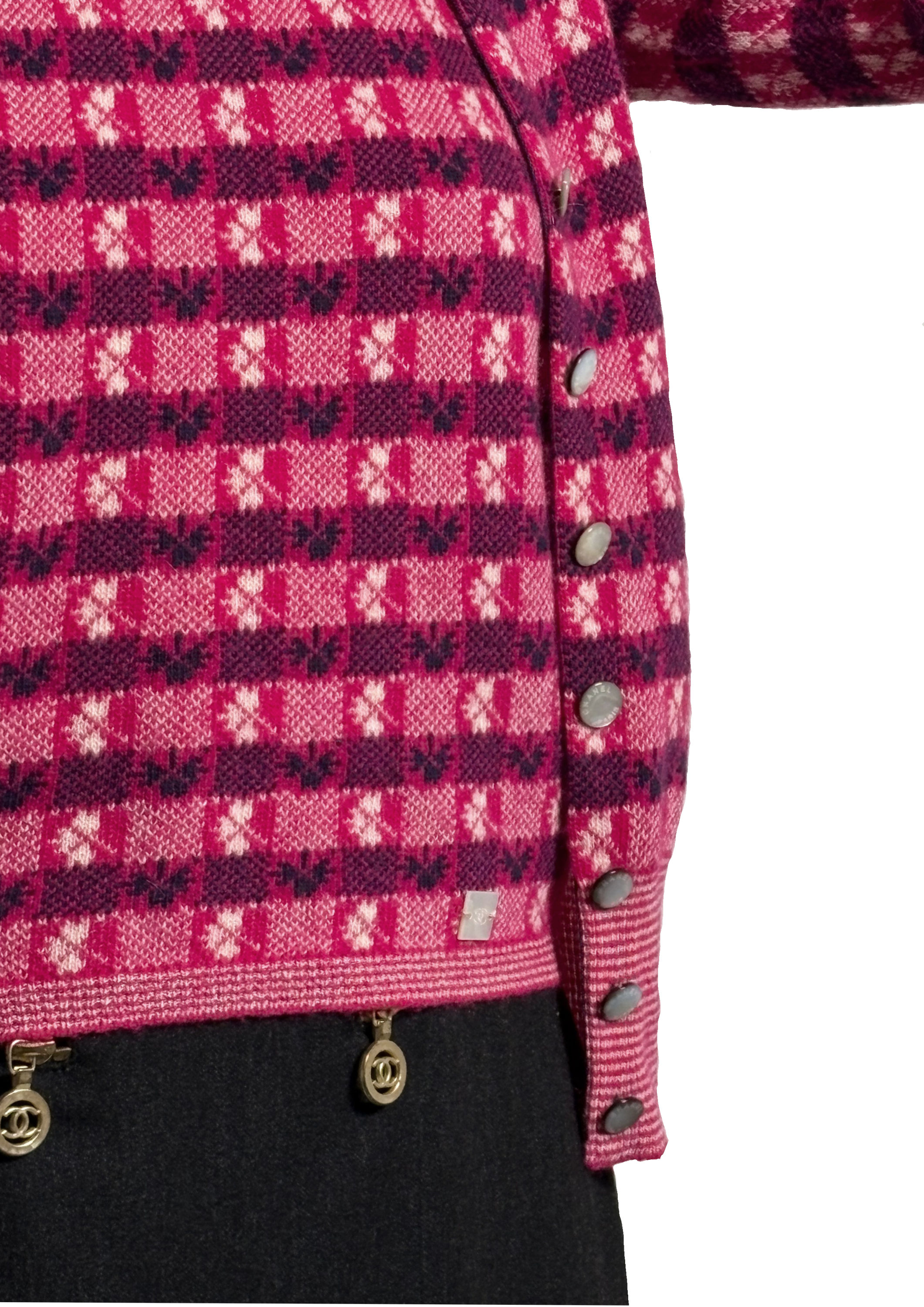 Chanel - Cashmere Singlet/Cardigan Set With Mother of Pearl Buttons and Badge