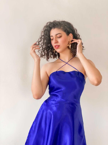 Silk Mini dress: Royal Blue | GlamKanya