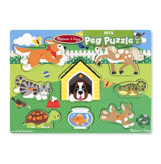 Pets Peg Puzzle de Melissa & Doug. Rompecabezas de Clavijas Mascotas empaque frente