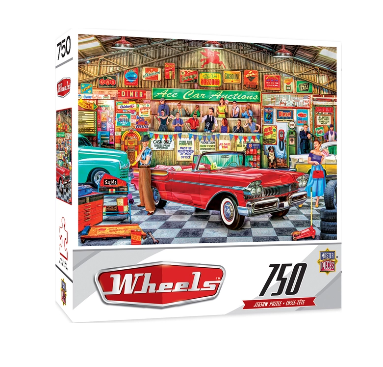 The Auctioneer 750 Piece Jigsaw Puzzle MasterPieces. Rompecabezas de 750 Piezas The Auctioneer empaque frente