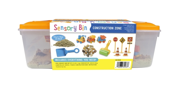 Miniatura: Sensory Bin Construction Zone Creativity for Kids. Contenedor Sensorial Zona de Construcción empaque posterior