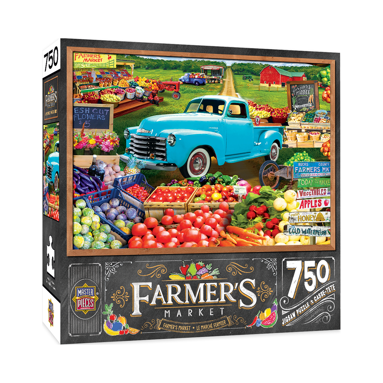 Farmer's Market 750 Piece Jigsaw Puzzle MasterPieces. Rompecabezas de 750 Piezas Farmer's Market empaque frente