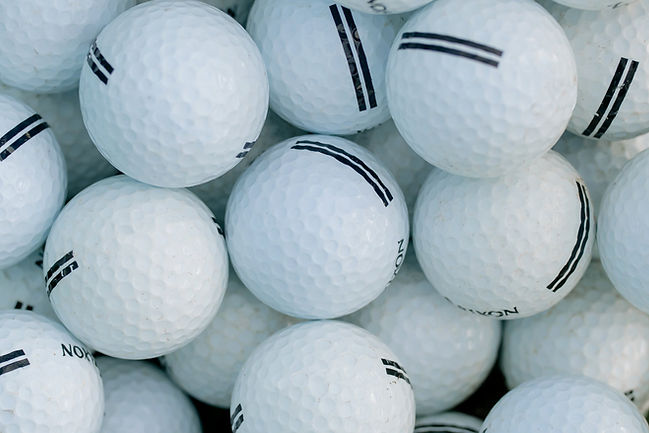 close up view of golf balls