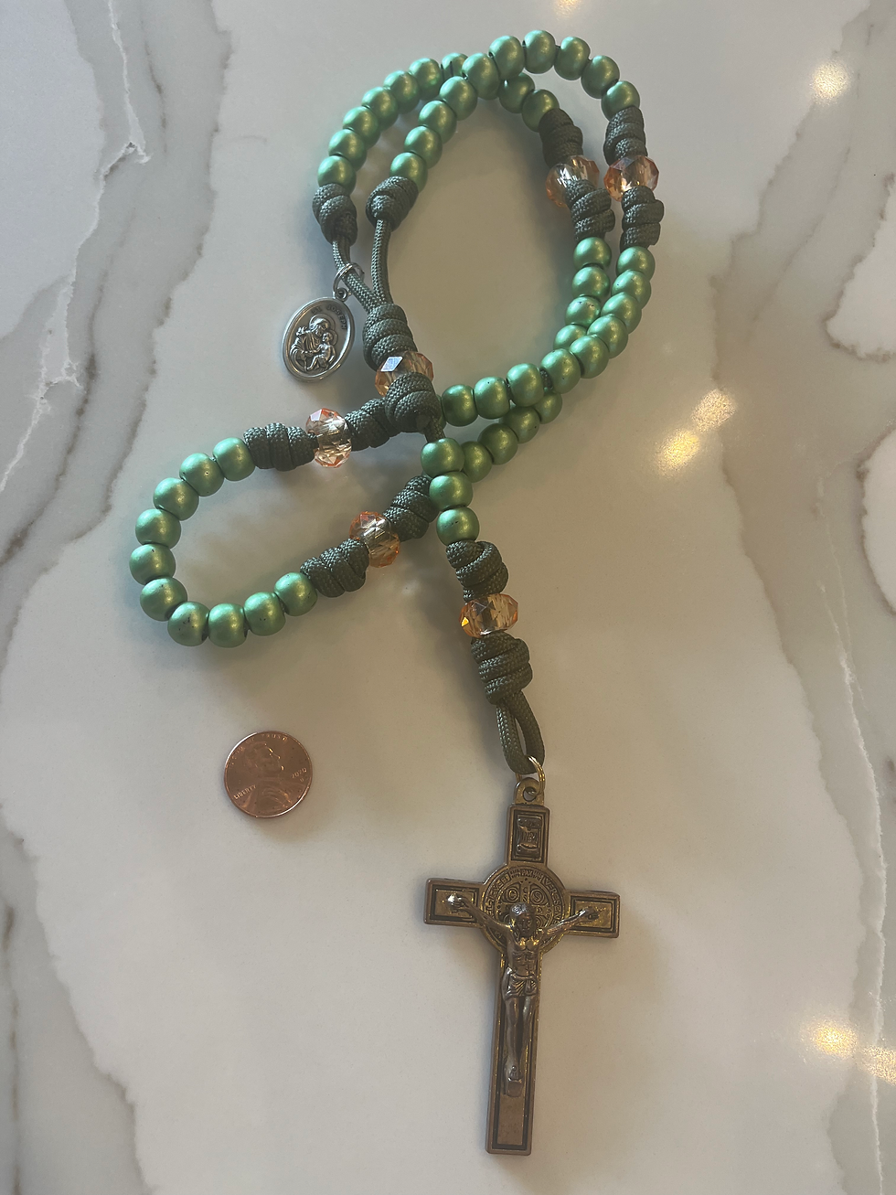 Thumbnail: Green & Orange Paracord Rosary