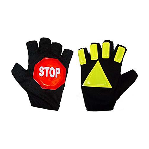 Reflective traffic gloves stop sign