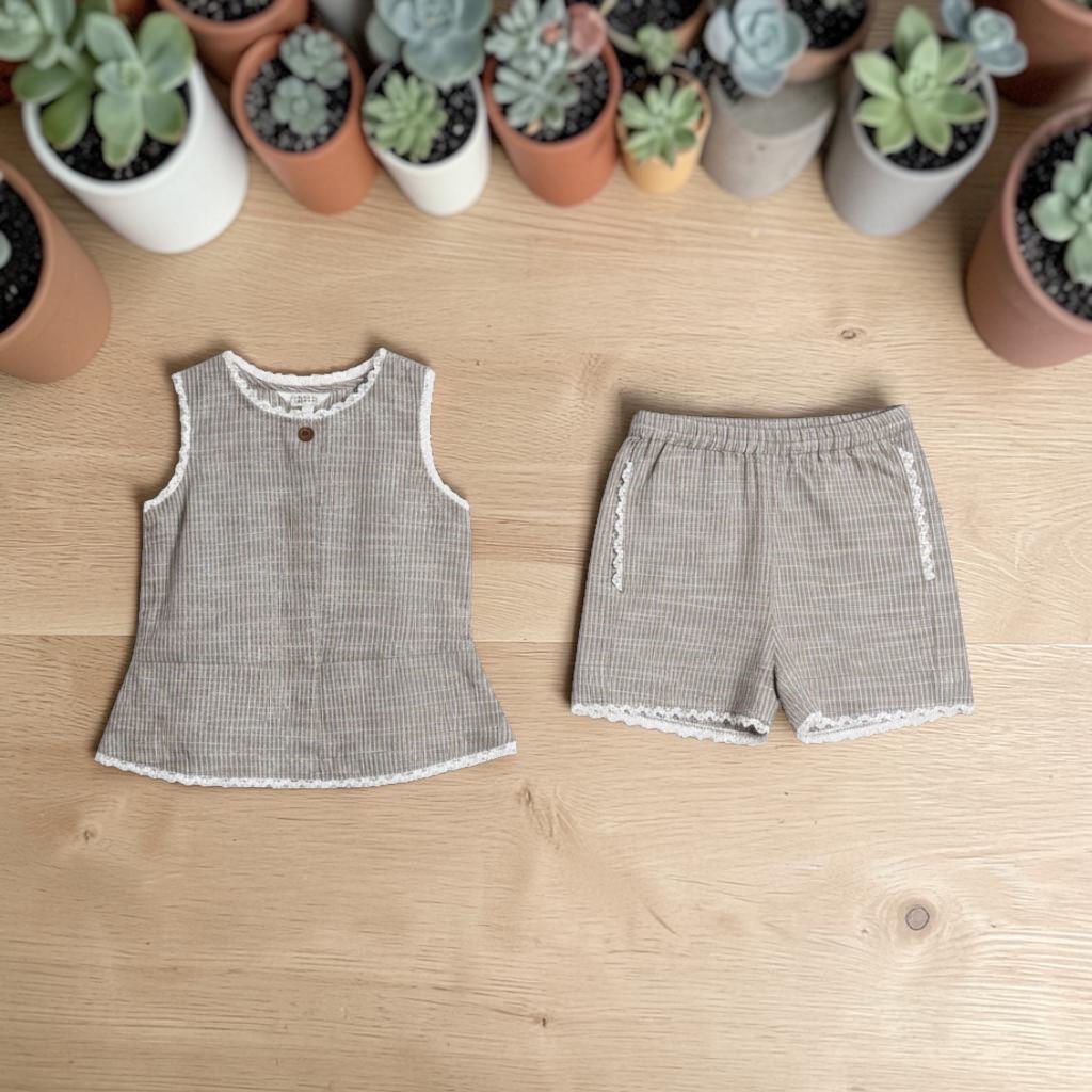 Sand Dune Beige Coord Set - Girls