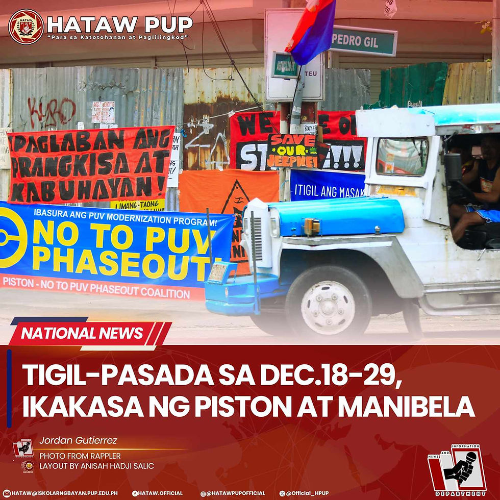 BALITA: Tigil-pasada sa Dec.18-29, ikakasa ng PISTON at MANIBELA 