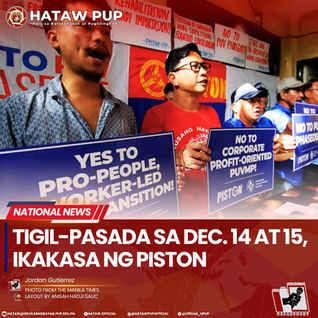 BALITA: TIGIL PASADA SA DEC. 14 AT 15, IKAKASA NG PISTON