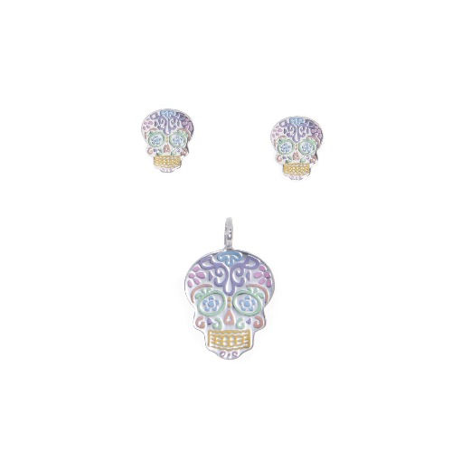 Thumbnail: Dije y aretes Calaveras de Plata