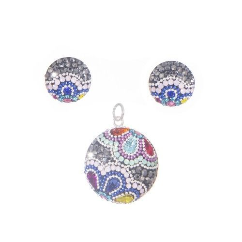 Thumbnail: Dije y aretes de plata con zirconias y cristales