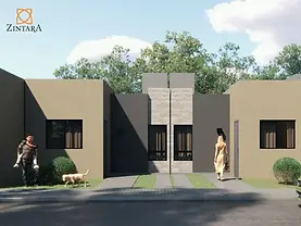 Fachada principal de la casa Modelo Pera en Zintara