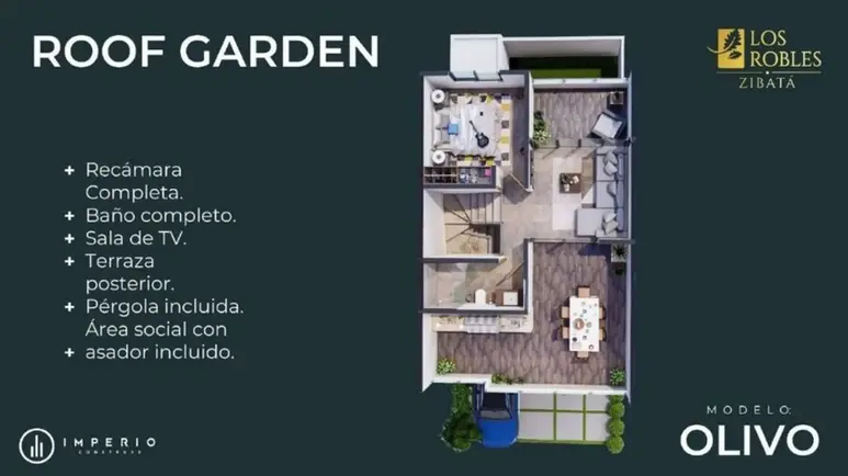 Plano de roof garden de la Casa Olivo en Zibatá