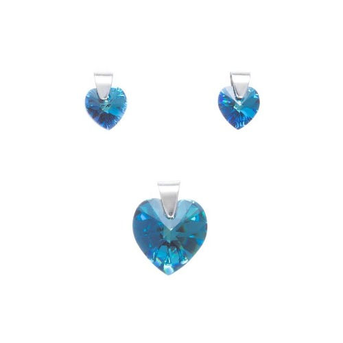 Thumbnail: Dije y aretes de Corazones de cristal esmaltado con plata