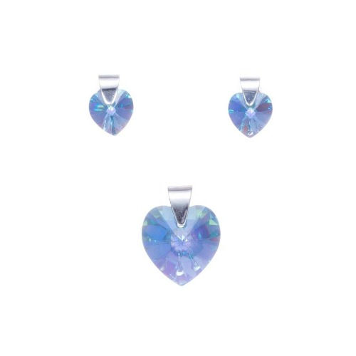 Thumbnail: Dije y aretes de Corazones de cristal esmaltado con plata