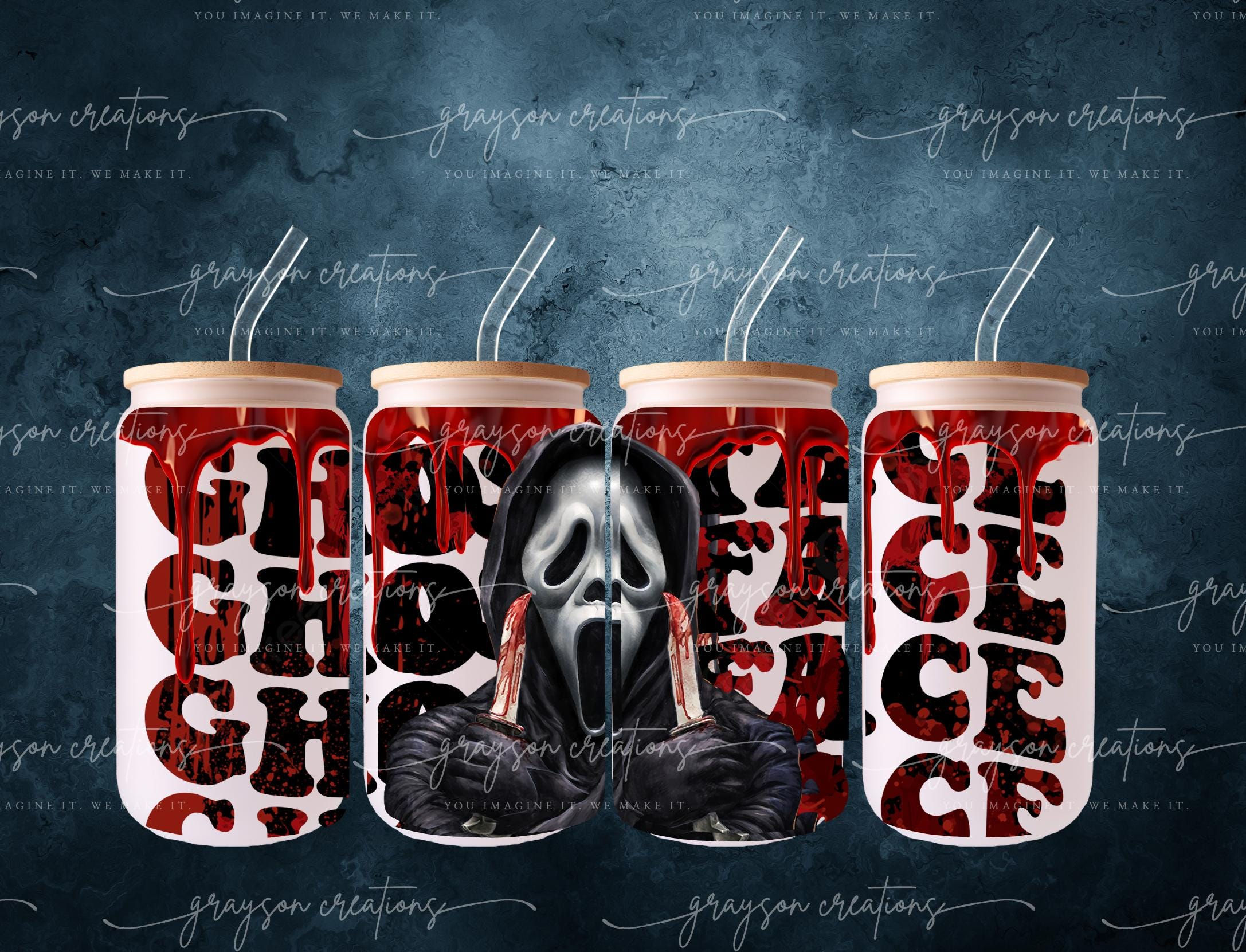 Ghostface 18oz Frosted Glass Can